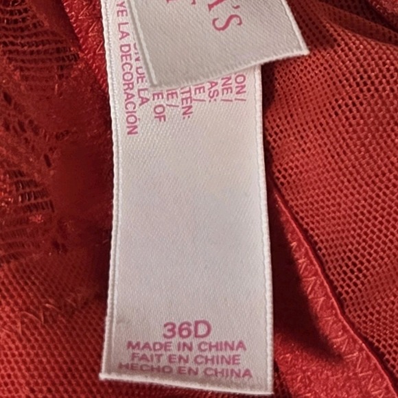 Victoria's Secret Red And Pink Lace Mesh Garter Corset Bustier Size 36D Lingerie - Picture 5 of 8